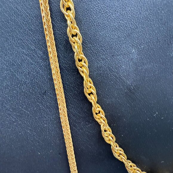 Twisted Rope Double-Strand Layered Chain Necklace Gold Tone - Picture 3 of 6
